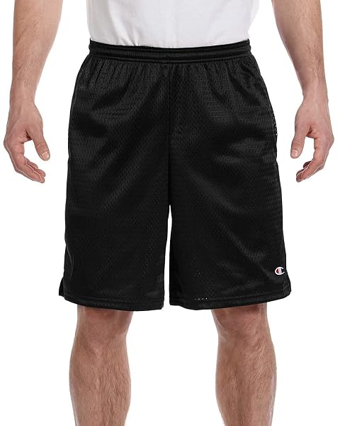CHAMPION MEN’S LONG MESH SHORTS WITH POCKETS BLACK