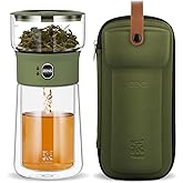 ZENS Modern Glass Infuser Teapot, Smart One Touch Tea Maker for Loose Tea Diffusers with Insulated Mug and Portable Case, Enchanted Teapot Alternatives for Tea Lover Gifts