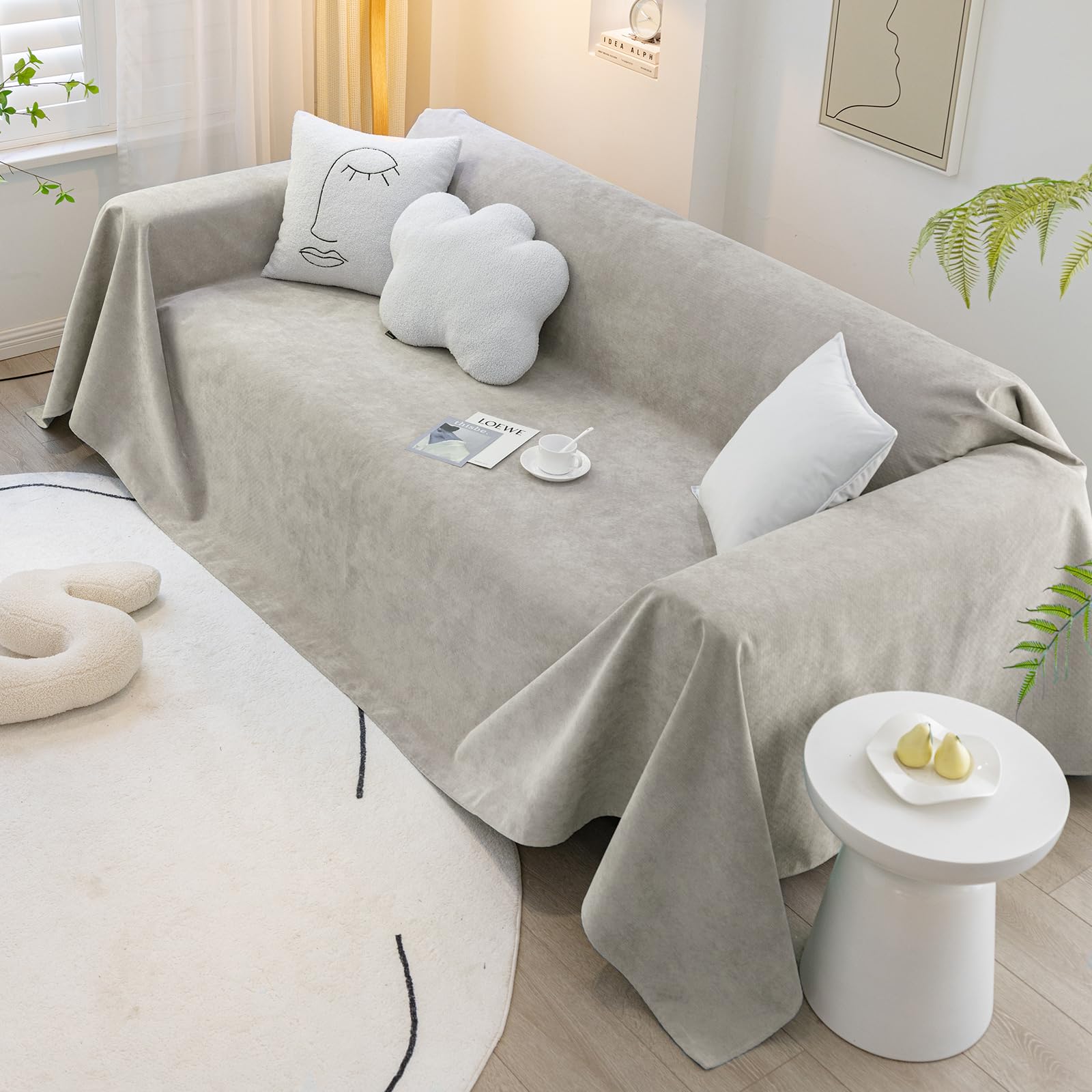 jianyana Sofa Covers Soft Durable Reversible Chenille Sofa Slipcover Couch Covers Modern Plaid Universal Furniture Protector for 1 2 3 4 Seater Sofa Loveseat L-shape Corner Futon Sofas