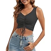 LUXEBOLD Tank Top for Women Sleeveless V Neck Ribbed Knit Crop Tops Trendy Summer Stretchy Cami Shirts