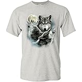 Howling Wolf Pack T-Shirt Wild Wilderness Animals Nature Moon Mens Tee Shirt