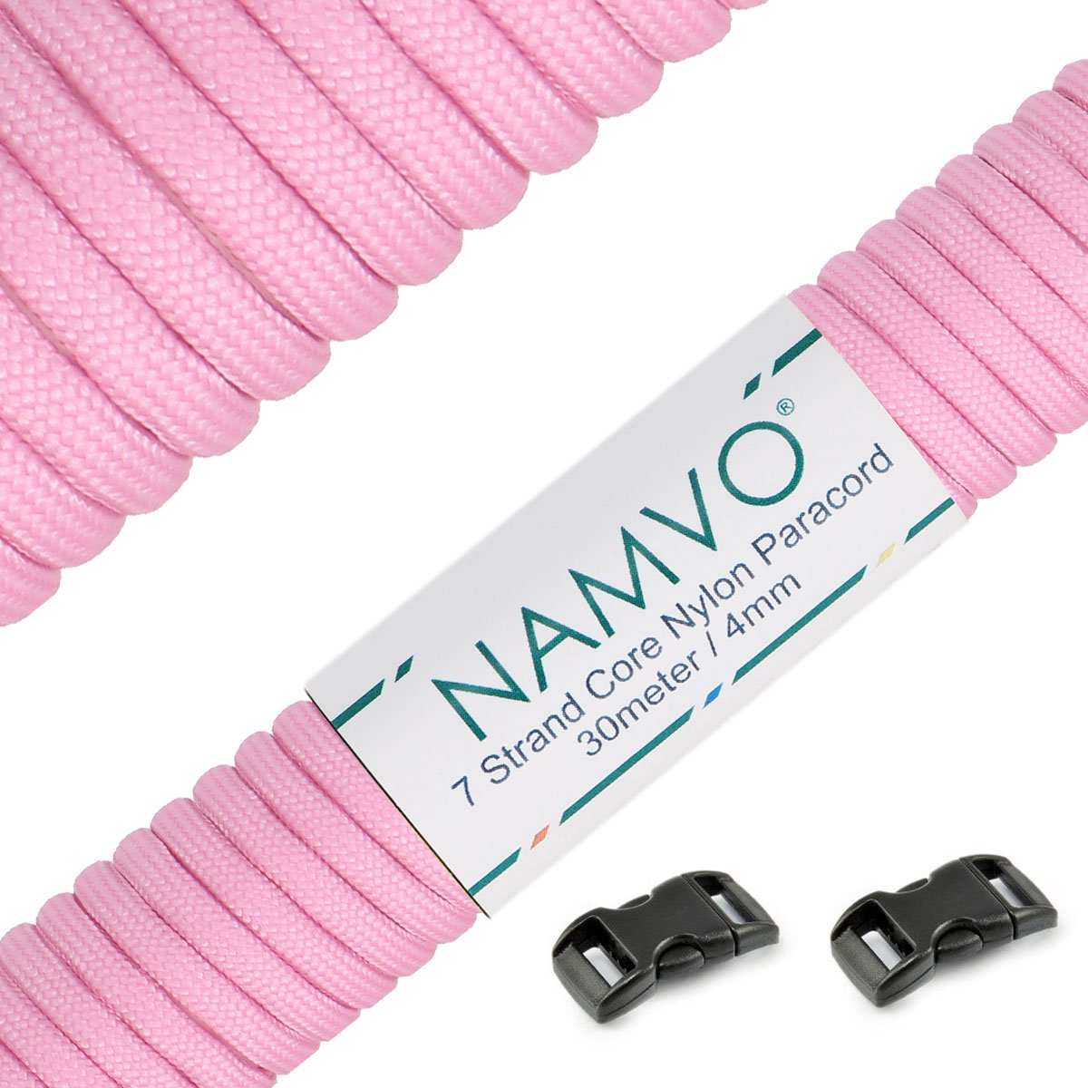 Namvo 550 Paracord Mil Spec Type III 7 strand parachute cord Total Length 100ft / 30 Meters, Pink