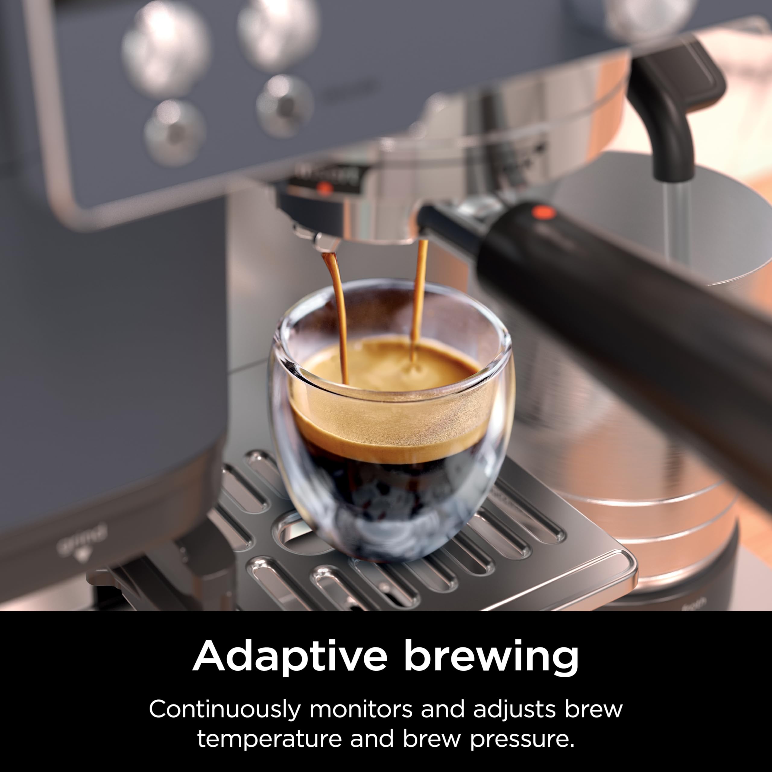 Ninja Luxe Café Premier Series, Máquina de café expreso, Cafetera de goteo y preparación en frío rápida, Molinillo integrado, Tamper asistido, Espumador manos libres, para capuchinos y lattes, Cyberspace, ES601CY