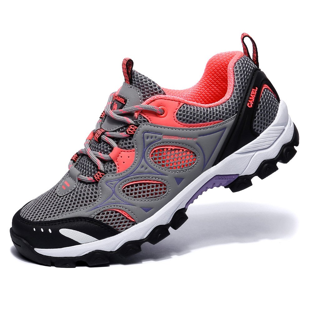Camel Men/Women Hiking Shoes Lightweight Non-Slip Mesh Boots Trail Running Sneaker 8US 39 Grey/Pink
