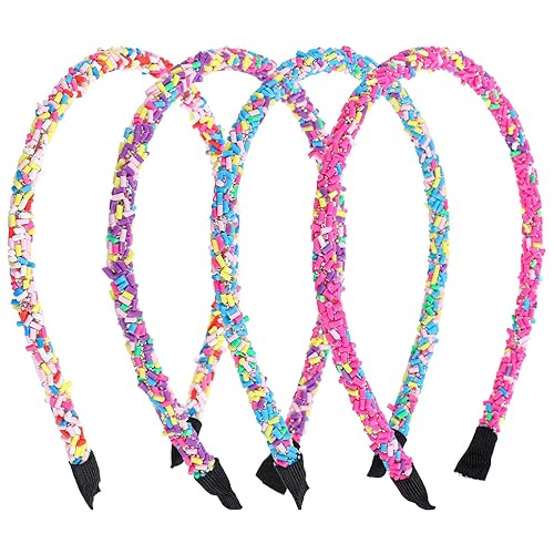 4Pcs Sprinkle Headbands for Women Girls Thin Headband with Candy Cute Candy Hair Bands for Toddlers Girls Christmas Birthday Party Supplies