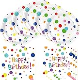 Colorful Polka Dots Birthday Party Supplies, 20 Plates and 20 Napkins, Confetti Bubble Theme Birthday Party Decorations for Kid Baby Shower