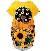 AZPSRT Fashion Women's African American Art Print Dress Casual Loose Dresses