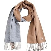 Brooks Brothers Wool and Cashmere Woven Patterned Scarf with Twisted Fringe - Men's Luxury Winter Scarf, 66" x 12"