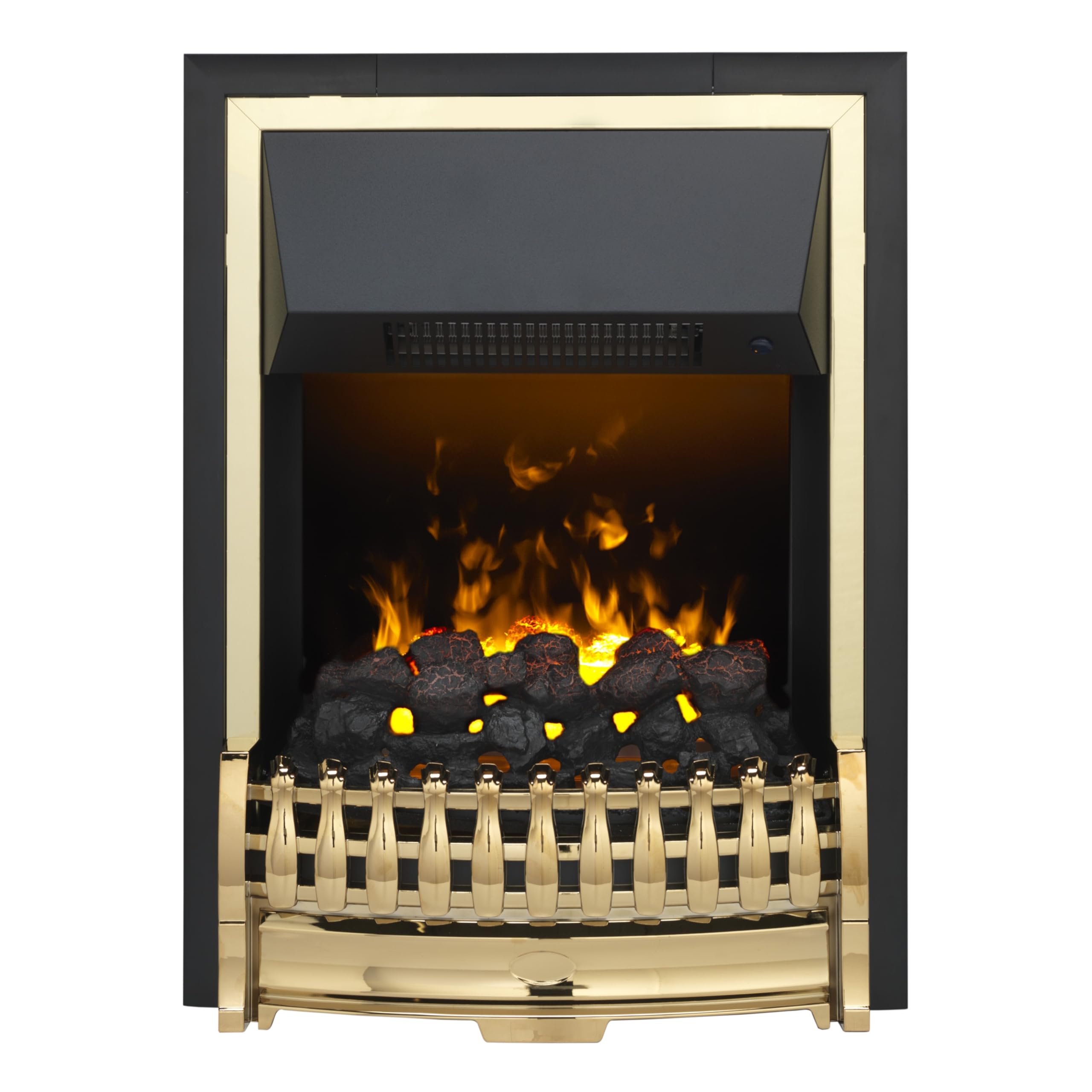 Dimplex Atherton Optimyst Water Vapour Inset Electric Fire, Real Flame Effect, Brass Fireplace, Coal Fuel Bed, 1000W/2000W Fan Heater, Energy Efficient Flame Only, Thermostatic, Remote Control