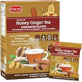 Pocas Honey Ginger Instant Tea Powder, Cinnamon Flavor, Ginger Extract &amp; Real Honey, Caffeine-Free Tea, 20 Packets