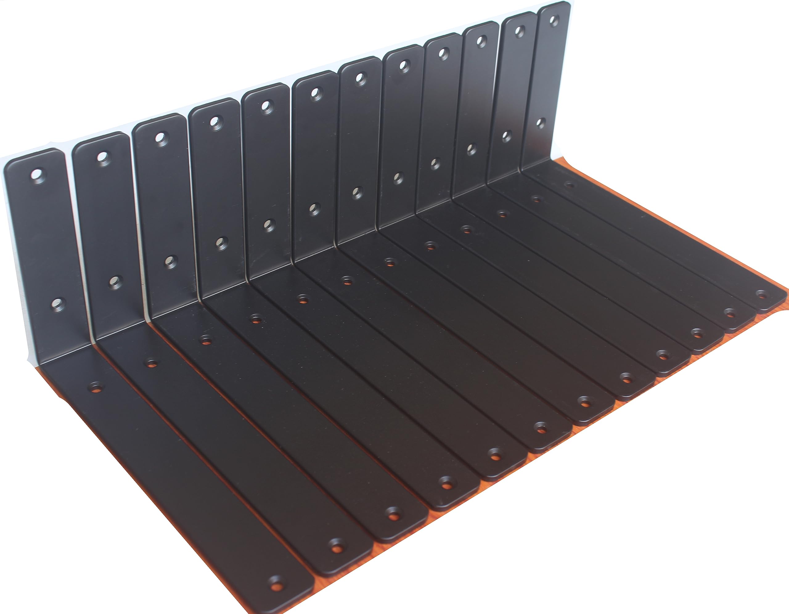 Photo 1 of 12 Pack - L 11" x H 6" x W1.5, 5mm Thick Black L Shelf Bracket, Iron Shelf Brackets, Metal Shelf Brackets, Floating Shelf, Shelf Supports with Screws