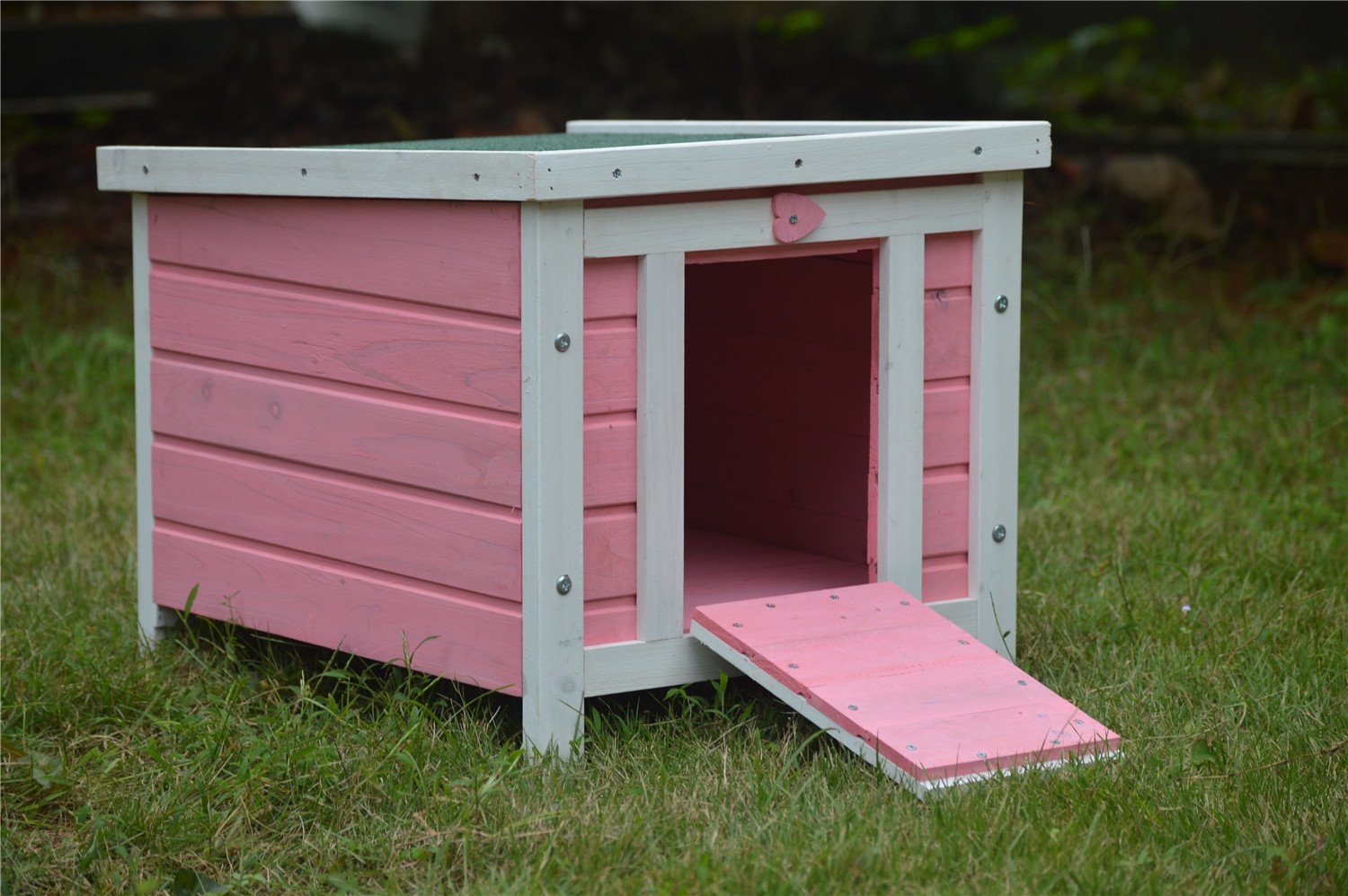 Bunny Business Cat/Puppy/Rabbit/Guinea Pig Wooden Hide House, 51 x 44 x 42cm, Pink