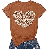 Fall T-Shirt for Women Family Halloween Thanksgiving Tops Cute Autumn Thankful Pumpkin Graphic Tees