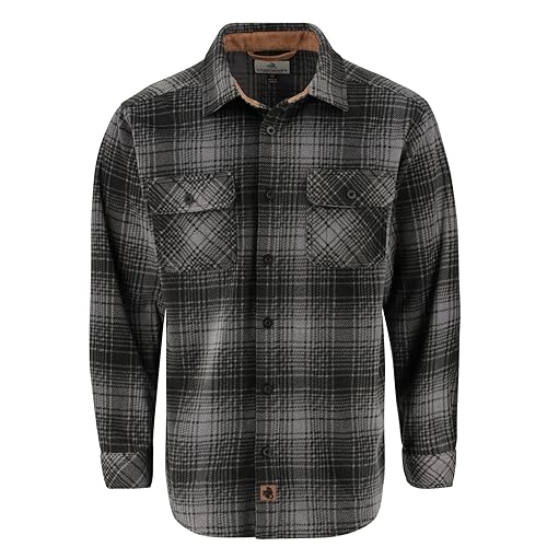 Legendary Whitetails Men's Long Sleeve Fleece Button Up Shirt Casual Fit Thick Heavyweight, True Night Plaid