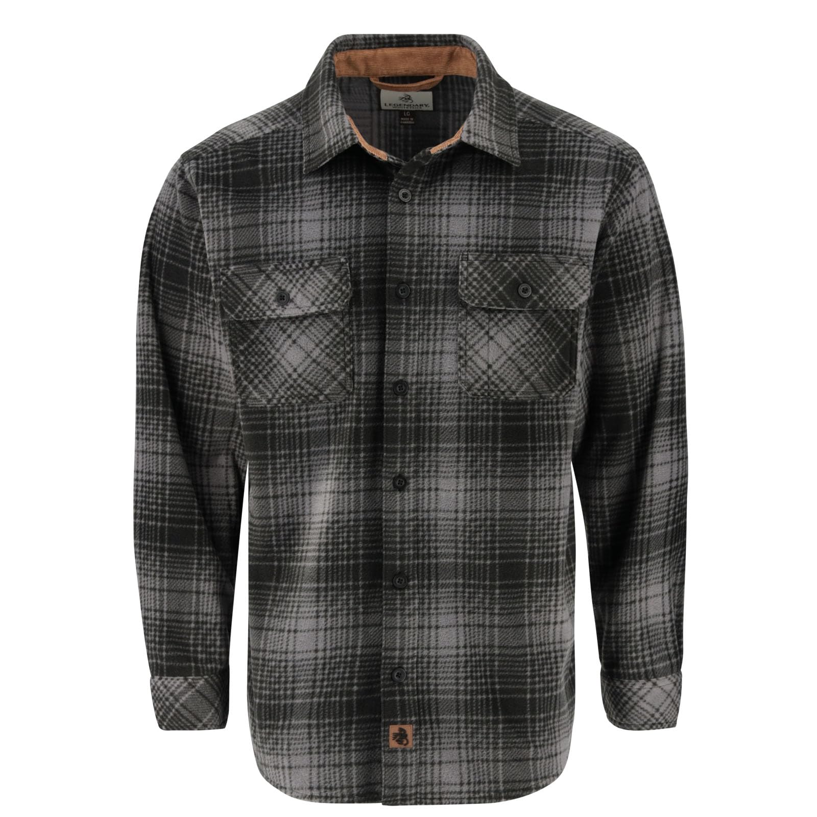 Legendary Whitetails Mens Long Sleeve Fleece Button Up Shirt Casual Fit Thick Heavyweight, True Night Plaid, 3XT Image