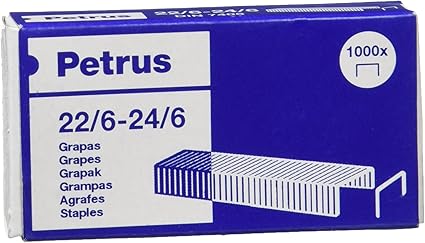 Petrus Grapas- Caja de 1000 grapas de 22/6 - 1 caja, 55723: Amazon.es: Oficina y papelería