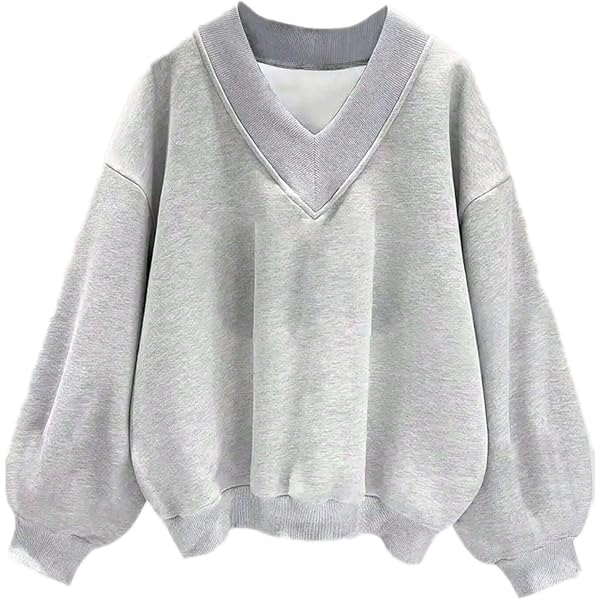 ★新品未使用★gypsohila V Neck Sweat Lightgray Amazon.com: Hilinker Womens V Neck Oversized Sweatshirts