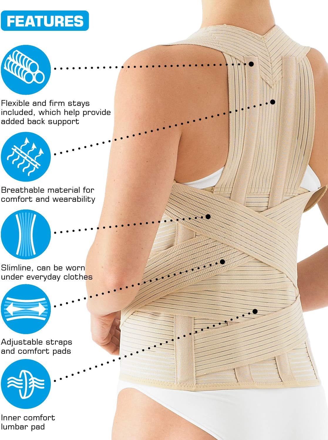 Neo-G Dorsolumbar Support Brace, Back Support for Early Kyphosis Lumbar Support, Rounded Shoulders, Back Pain Relief - Image 5