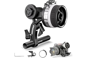 NEEWER Mini Follow Focus with A/B Stops, Lens Gear Ring, 15mm Rod & Rod Clamp for Cinema Camera, DSLR/Mirrorless Camera, Comp