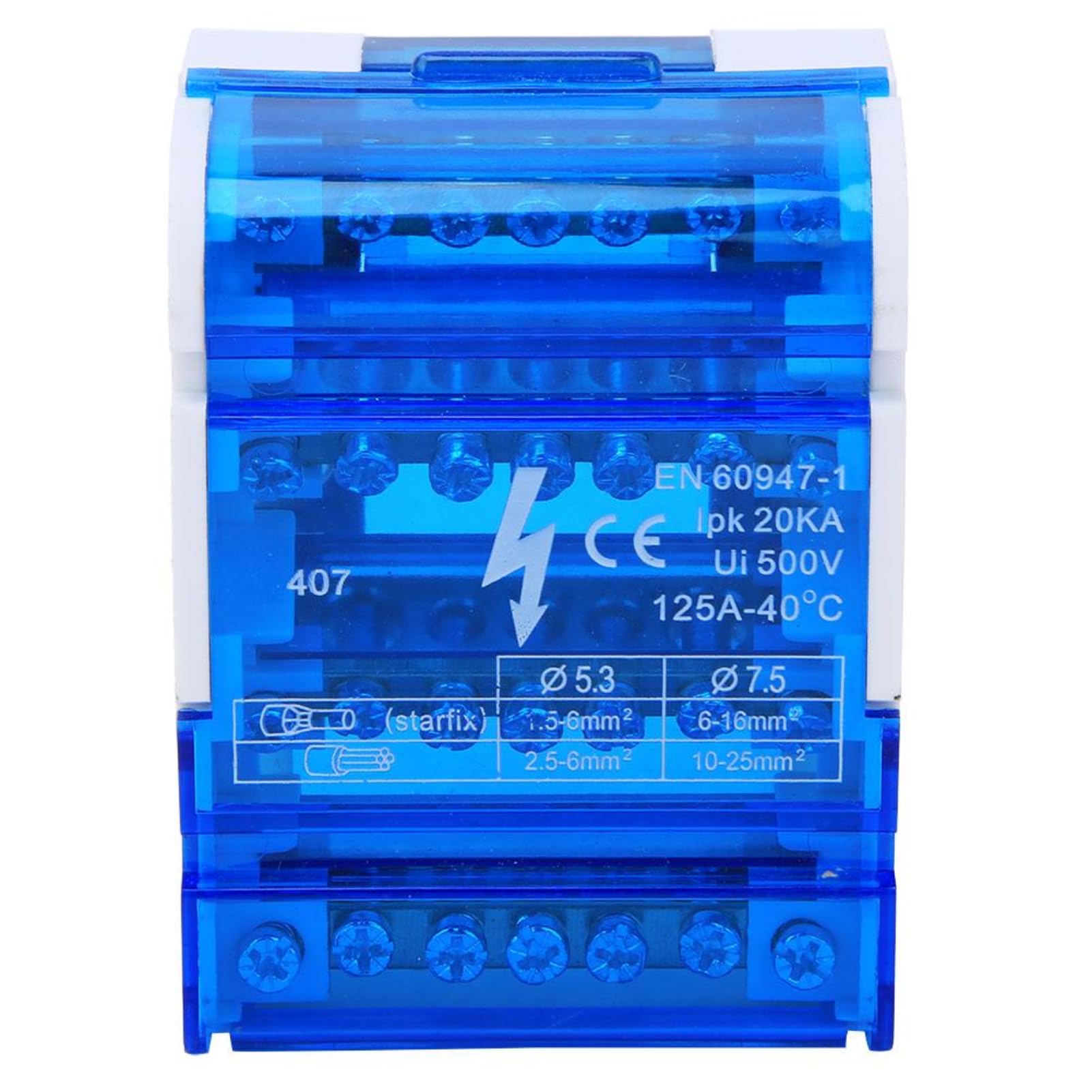 BOROCO 407 Distribution Terminal Block Terminal Distribution Box Din Rail 4-Level Single Phase Junction Case for Electrical Engineering with Transparent Cover