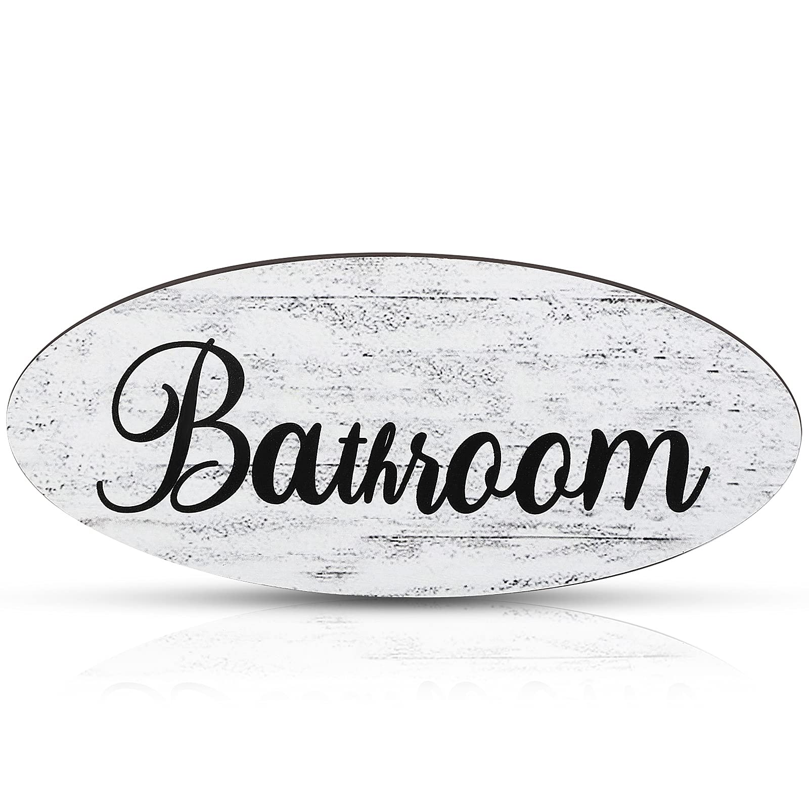 Queekay Rustic Bathroom Sign Wooden Bathroom Decor Hanging Sign Indoor Outdoor Vintage Wooden Decoration Farmhouse Primitive Wall Door Decor Housewarming Gifts, 4.3 x 10 x 0.4 Inch