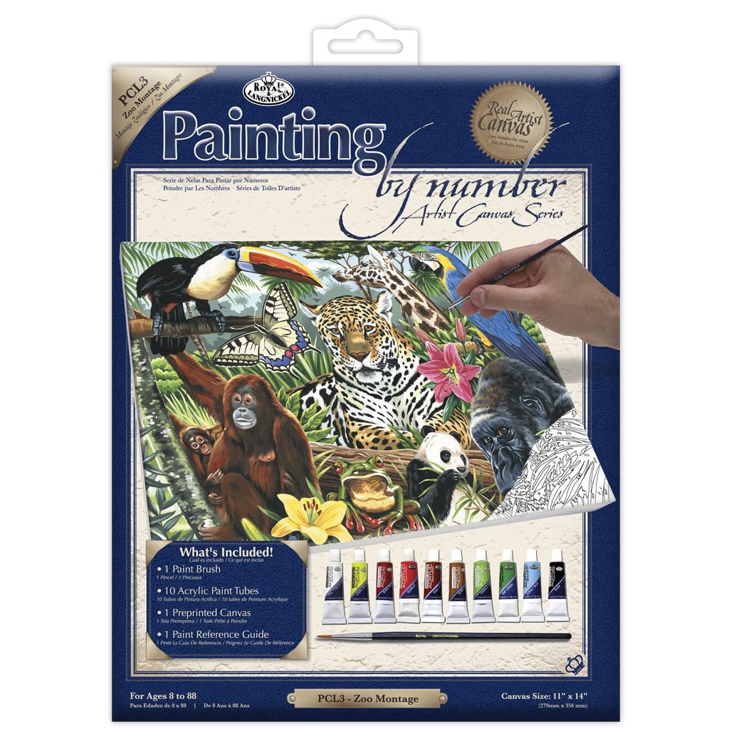 Royal & Langnickel Painting by Numbers Artist Canvas Series Zoo Montage Large Designed Painting Set