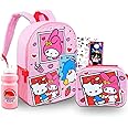 Sanrio Backpack with Lunch Box Set - Bundle of 16" Hello Kitty and Friends, My Melody, Tuxedo Sam Backpack, Lunch Bag, Bottle, Tattoos, More