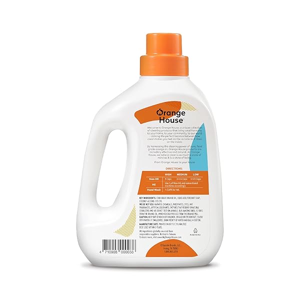 ORANGE HOUSE LIQUID BABY LAUNDRY DETERGENT, CLINICALLY CERTIFIED FOR BABY, NEWBORN, INFANT, NATURAL INGREDIENTS AND SCENT FREE FORMULA, 30.4 FL OZ