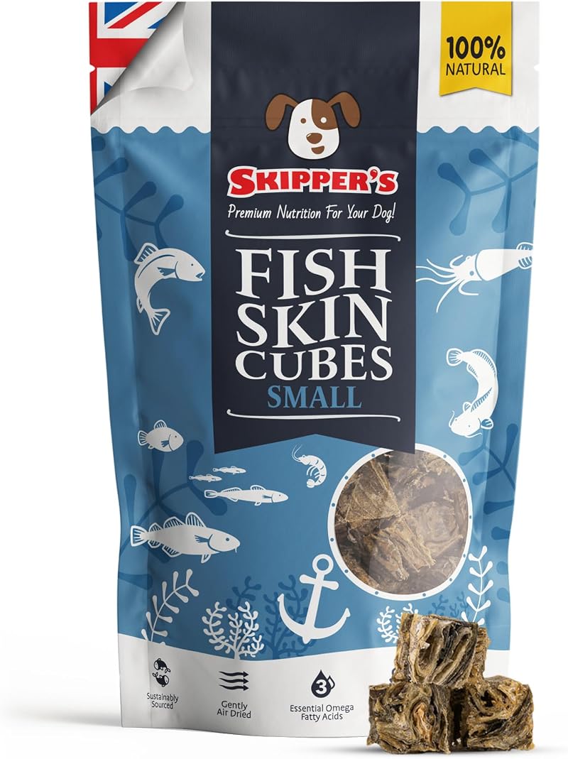 Skipper's Fish Skin Jerky Cubes Dog Treats 70g Small Cube