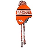 NFL Kids Youth 8-20 Team Color Primary Logo Jacquard Tassel Cold Weather Football Pom Beanie Knit Hat One Size