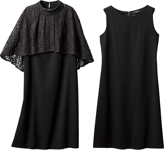 Amazon イマージュ レースケープ付きワンピース レディース Rw 5812 ブラック 日本 9 日本サイズm相当 ワンピース チュニック 通販