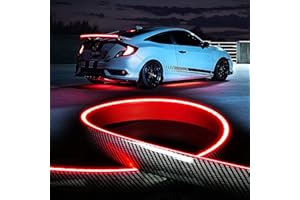 Goodream Light up Car Spoiler, Universal Exterior Rear Roof Spoiler Tail Wing Splitter Carbon Fiber Accessories LED Strip Lights for Cars Driving Brake Turn Signal Running Warning Trim Lamp (4.26ft)