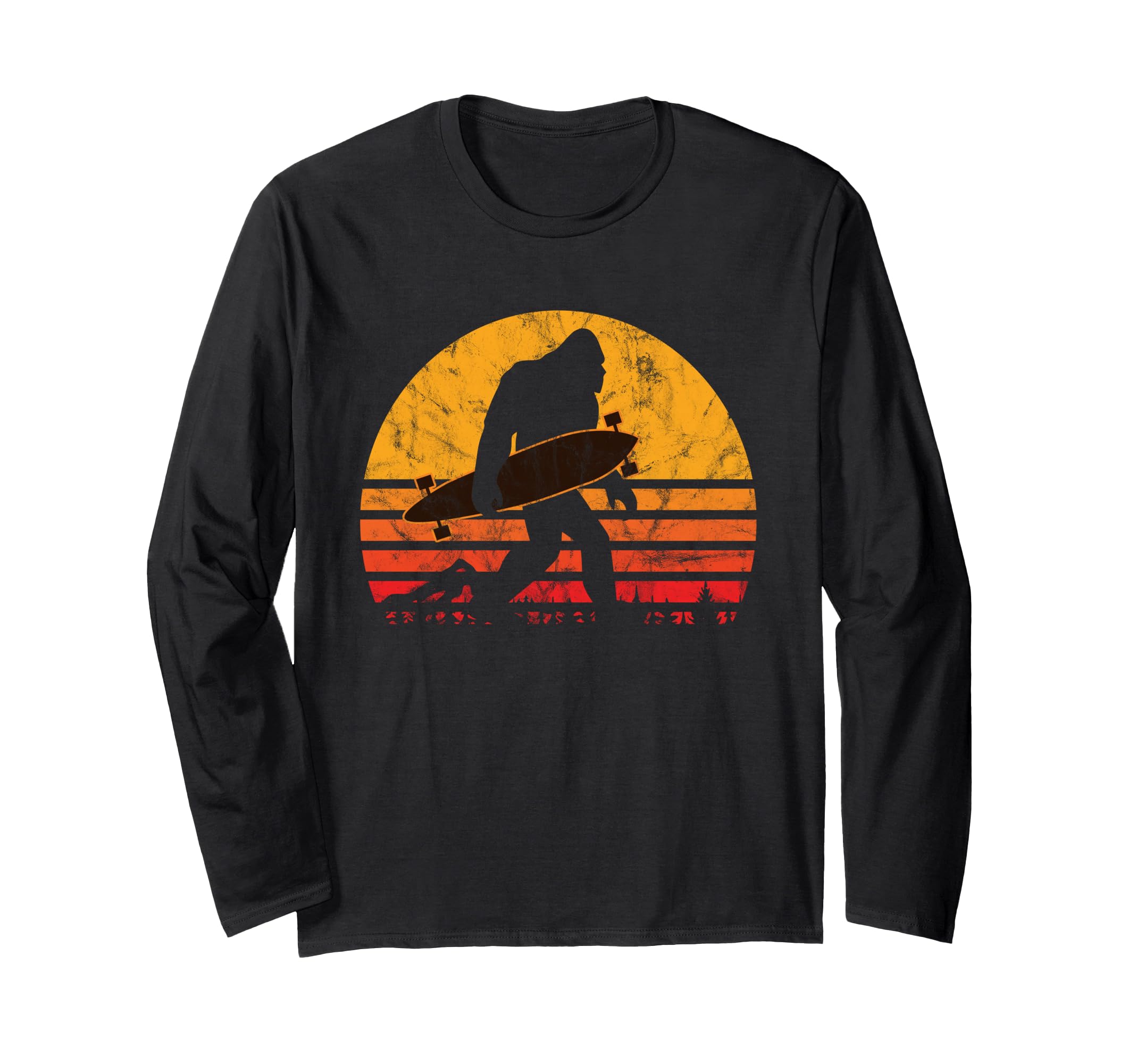 Longboard Bigfoot Skateboard & Sasquatch Fans Boys Long Sleeve T-Shirt