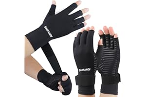 SHIFANQI 2 Pairs Copper Arthritis Compression Gloves Women Men for Carpal Tunnel, RSI, Joint Pain, Swelling, Tendonitis Relief, Fingerless Arthritis Gloves for Computer Typing, Work, Sleeping (SMALL/MEDIUM)