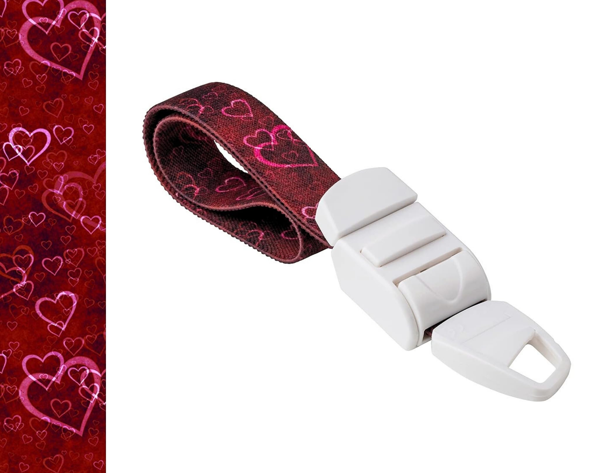 ROLSELEY Medical Nurse Tourniquet with RED HEARTS LOVE Pattern with ABS Plastic Buckle Latex Free Elastic Band Perfect for Doctors, Nurses, Students and Paramedics
