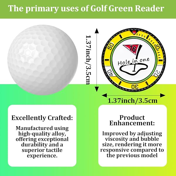 KEYUANET GOLF BALL MARKER FOR PUTTING GREEN GOLF ACCESSORIES GADGETS GIFTS FOR MEN WOMEN GREEN READER WITH HIGH PRECISION READING AID SLOPE MEASUREMENT IMPROVE SKILLS 1 PACK MARKING (WHITE BLUE)