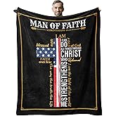 Paihvcn Christian Gifts for Men, Catholic/Inspirational/Spiritual/Baptism/Religious/Pastor Appreciation Gifts for Men, Faith Based/Bible Verse Gift for Boys, Man of God Blanket 60" X 50"