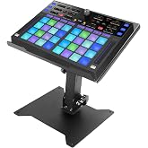 HECASA Foldable DJ Stand, Adjustable DJ Stand for Mixer and Controller, | 12.15in Height, Sound Equipment, Workstation, Home Use, Heavy Duty Steel