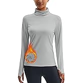 MAGCOMSEN Women's Thermal Shirts Mock Turtleneck Long Sleeve Undershirt Fleece Base Layer Top with Thumb Holes