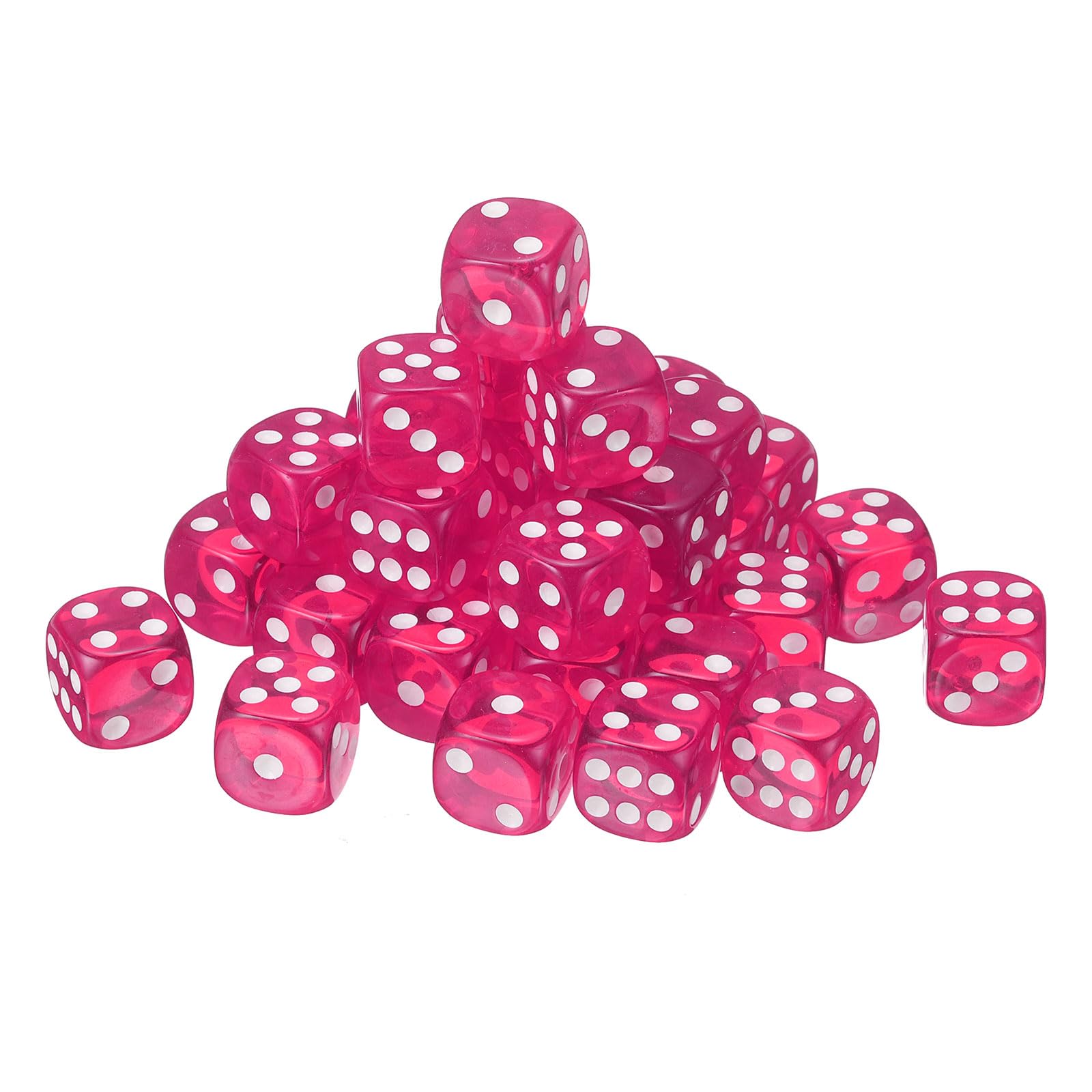sourcing map 50Pcs 6 Sided Acrylic Dice, 18mm/0.71" Rounded Corner Translucent Colored D6 Game Dice for Theme Party Fun Table Board Games, Rose Red