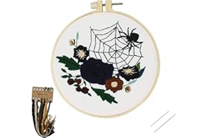 Louise Maelys Beginner Embroidery Kit Halloween Spider Web Flower Cross Stitch Full Range DIY Needlepoint Kit for Adults Kids