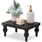 Elynice Decorative Wood Risers for Display - 12 x 9 x 5.5 Wood Pedestal Stand Table for Farmhouse Decor, Kitchen Counter Decor - Wooden Kitchen Soap Tray for Farmhouse Table Decor (Classic Black)