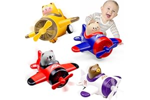 EYEMOCSIN Press and Go Airplane Toys for Toddlers 1-3, Baby Animal Racing Cars Toys for 1 2 3 Years Old Boys Girls, Push Airplane Toys for 12-18 Months, 1st Christmas Birthday Gifts for 1-2 Years Old Boys