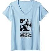 Women's Attack on Titan Season 3 Stacked Scenes Black and White V-Neck T-Shirt