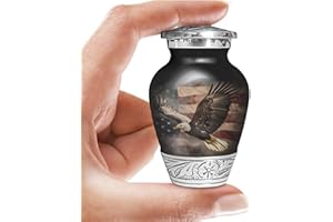 DOUBLE TROUBLE INC American US Flag Patriotic Eagle Urn for Human Ashes | Keepsake Handcrafted Funeral Memorial | Decorative Cremation Urn for Women and Men