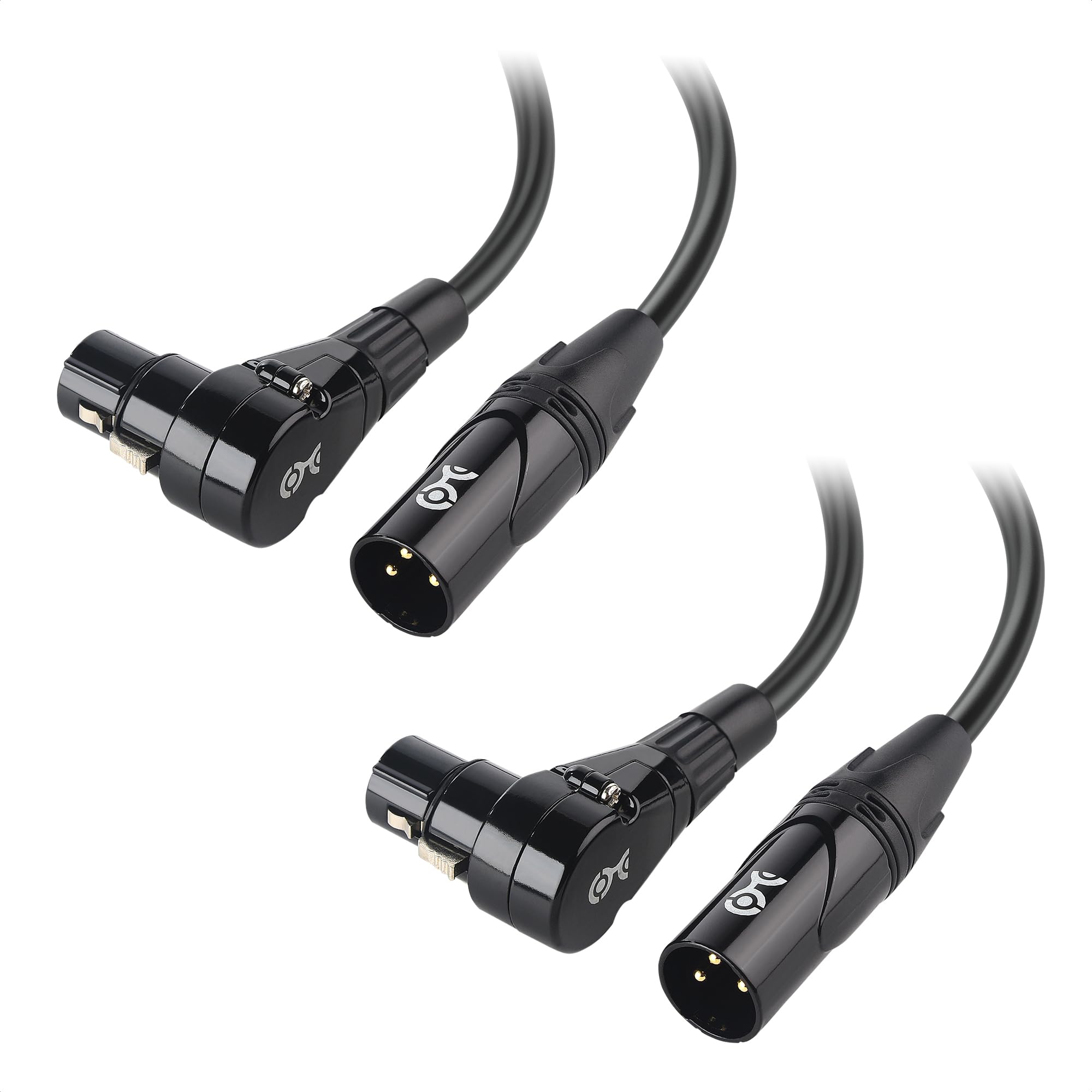 Cable Matters 2-Pack Right Angle XLR Cable, Short XLR Microphone Cable 0.9m Oxygen-Free Copper (OFC) Right Angle Cable, Mic Cord, Black
