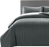 MOONLIGHT20015 Double Duvet Set Reversible Stripes Charcoal 200x200 CM