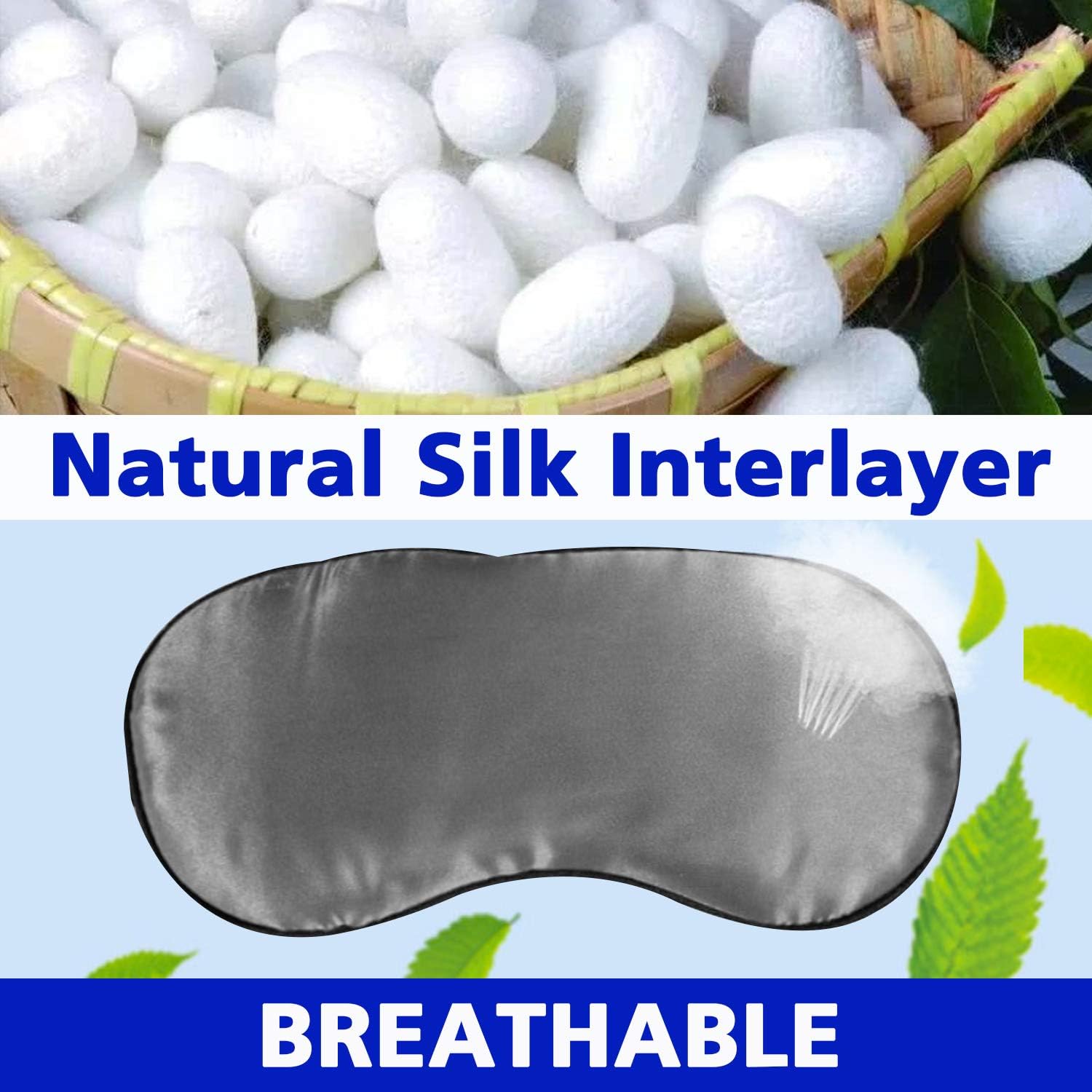 Silk Sleeping Mask for Women and Men, 2Pack Sleep Mask with Ear Plugs, Adjustable Eye Mask Patches Comfortable Blindfold for Travel, Shift Work, Night Sleeping, Nap(Black+Grey): Health & Personal Care