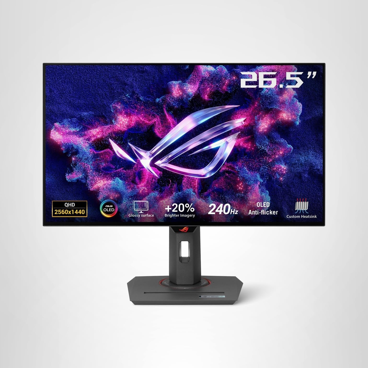ASUS ROG Strix 27” 1440P OLED Gaming Monitor (XG27AQDMG) - QHD, Glossy OLED, 240Hz, 0.03ms, Custom Heatsink, Anti-flicker,Uniform Brightness, G-SYNC Compatible, 99% DCI-P3, DisplayWidget, 3yr warranty
