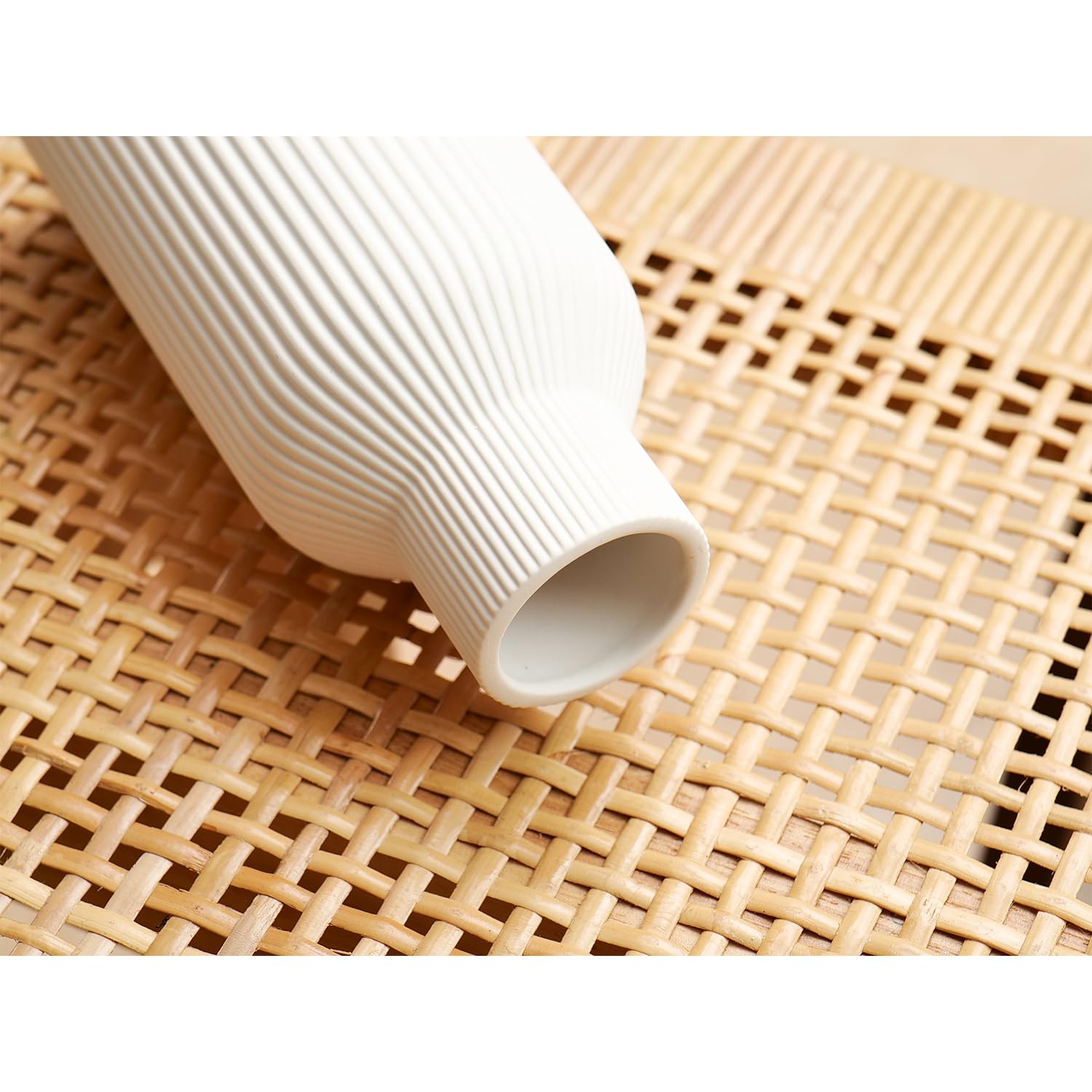 HEGELDA Vase, White Ceramic Vase Set of 3 - Minimalist Modern Home Decor for Desk, Shelf, and Table - Aesthetic Flower Vases for Entryway, Mantle, and Bookshelf (8" H, 6.8" H, 5.7" H) - Image 6